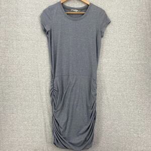 Athleta Dress Womens Small Gray Topanga Rushed Sides Stretchy Bodycon Tee